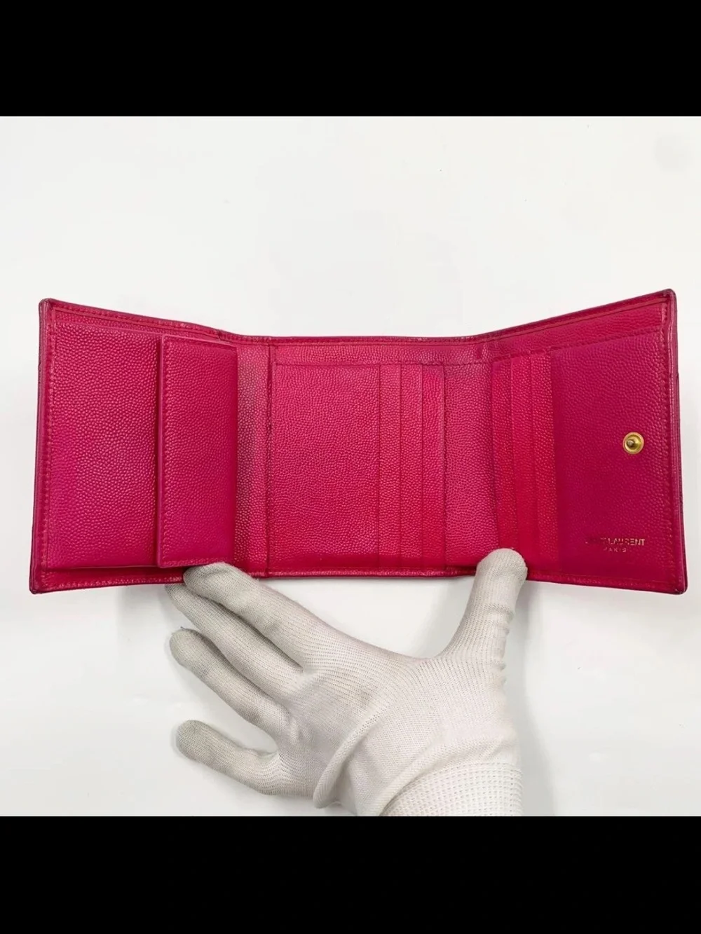 Saint Laurent Pink YSL Quilted Compact Wallet